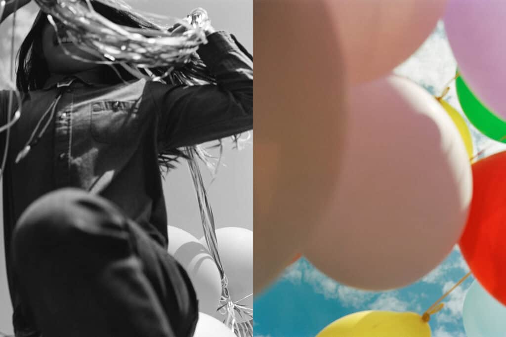 Kids celebrating outdoors with balloons at Massimo Dutti Kids 2019 event.