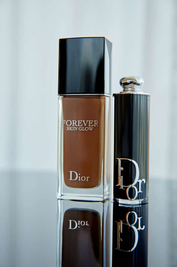 Dior Forever Skin Glow foundation bottle with black cap and gold Dior logo.
