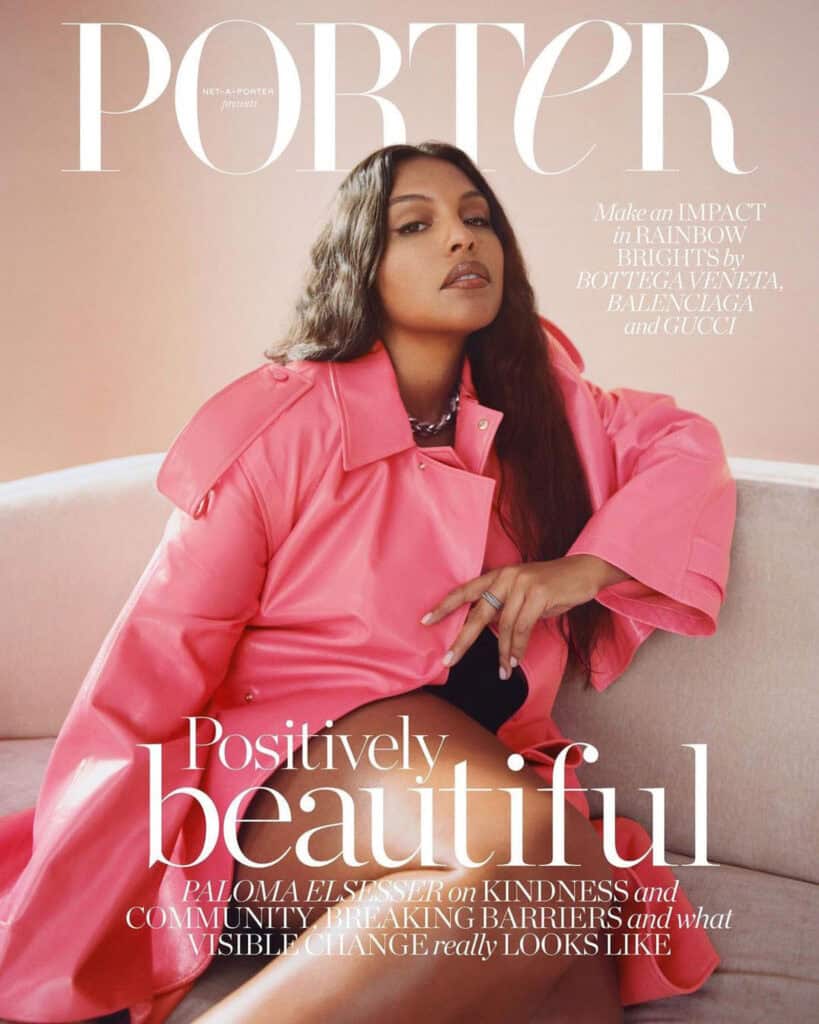 Makeup and fashion photography of Paloma on Porter Magazine cover.